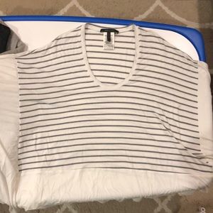 Gray and white striped short-sleeve top